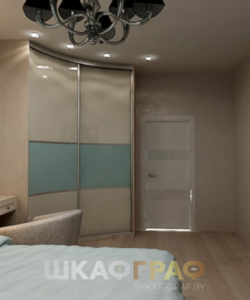 Угловой шкаф-купе в спальню с лакобелем №52 5