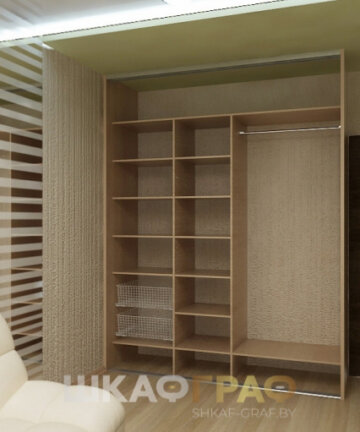 Шкаф-купе в гостиную с боковой стенкой и стеклом лакобель и лакомат на дверях №95 5