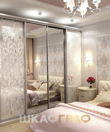 Шкаф-купе в спальню с пескоструйными узорами №62 5