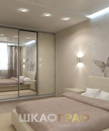 Шкаф-купе в спальню с комбинированными дверями №69 5