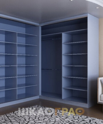 Угловой шкаф купе в гостиную с пескоструем №57 5