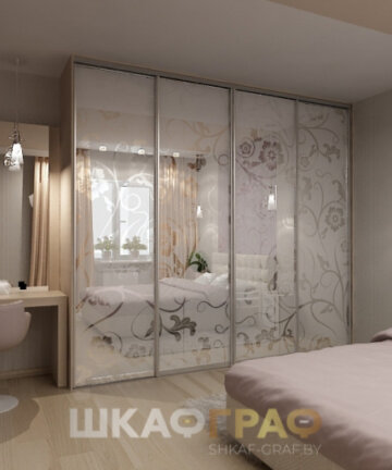 Шкаф-купе в спальню с пескоструйным рисунком №81 5