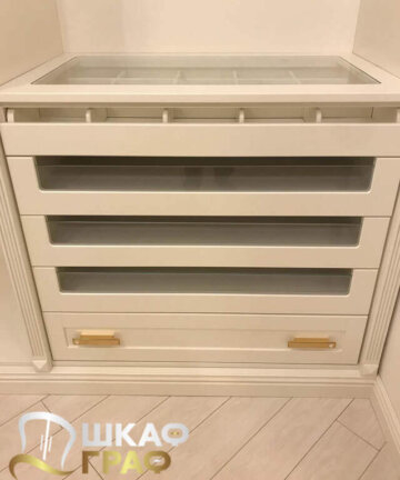 Гардеробная в светлых тонах с подсветкой Graf № 120