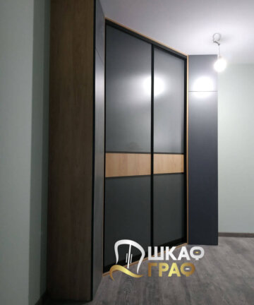 Шкаф-купе угловой в тёмных тонах № M-45
