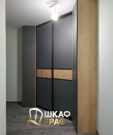 Шкаф-купе угловой в тёмных тонах № M-45