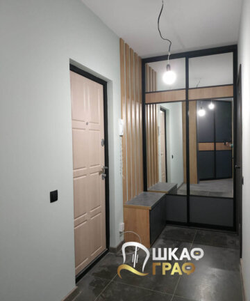 Шкаф-купе угловой в тёмных тонах № M-45