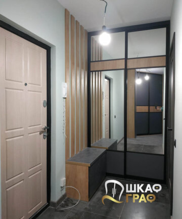 Шкаф-купе угловой в тёмных тонах № M-45