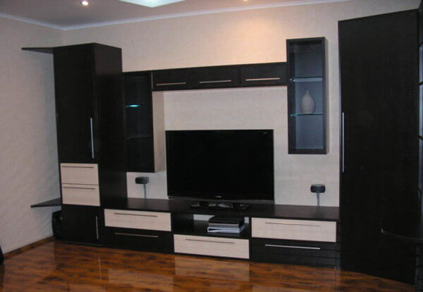 Мебель в гостиную: угловая черно-белая горка №S14 1