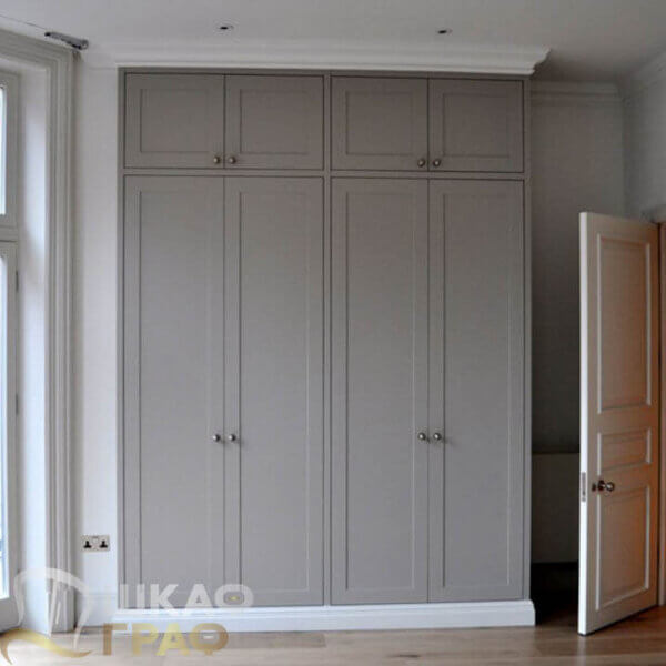 Серый распашной шкаф в классическом стиле №P114 1